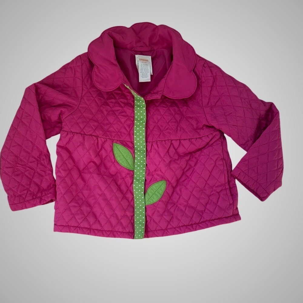 Gymboree Quilted Pink Flower Jacket Girls 4T 5T Spring Button Front